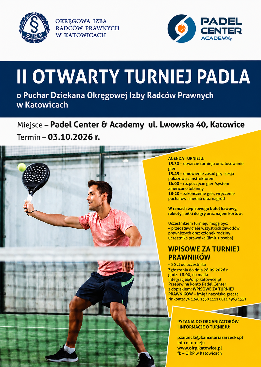  II Otwarty Turniej Padla o Puchar Dziekana Okręgowej Izby Radców Prawnych w Katowicach 